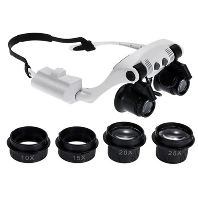 New Double Eye Jewelry Watch Repair Magnifier Loupe Glasses With LED Light 8 Len - image 1 of 4