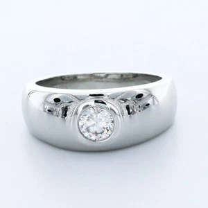 Platinum Solitaire Mens Ring Classic 0.98 Carat Round Lab-Grown Diamond D VS1 - Picture 1 of 8