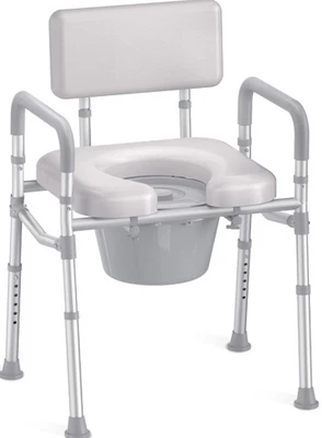 HOMLAND Bedside Commode & Padded Seat With Backrest For Adults & Seniors 350lb - Image 1 of 4