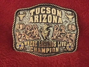 Championship Bull Riding Trophy Gürtelschnalle☆Tucson Arizona☆1985☆926 - Bild 1 von 15