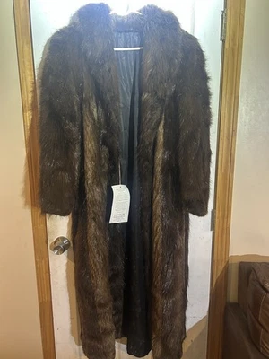 Abrigo largo de piel vintage para mujer IJ Fox Boston, talla XL, con etiqueta Foto 1 de 2