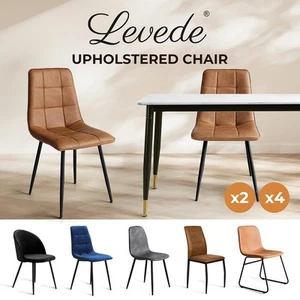 Levede 2x/4x Dining Chairs PU Velvet Upholstered Padded Seat Kitchen Lounge - Picture 1 of 168