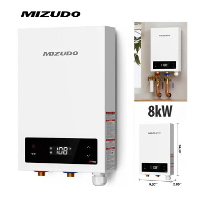 MIZUDO 8000W 240V Tankless Hot Water Heater Electric LED Instant Boiler On Demand 2025