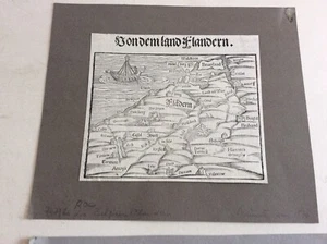 2 x Flandern/Belgien Holzschnittkarte Seb. Münster ca 1575 #7 - Bild 1 von 2