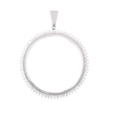 Bezel De Moneda De Plata Esterlina Con Piedras De Circonita Cubica - Imagen 1 de 2