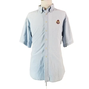 Chaps Ralph Lauren shirt men's large Blue denim short sleeve button up Crest - Picture 1 of 13