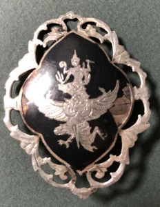 SIAM/Thailand- NIELLO 925 silver and black vintage Siam brooch- 'GARUDA' - Picture 1 of 5