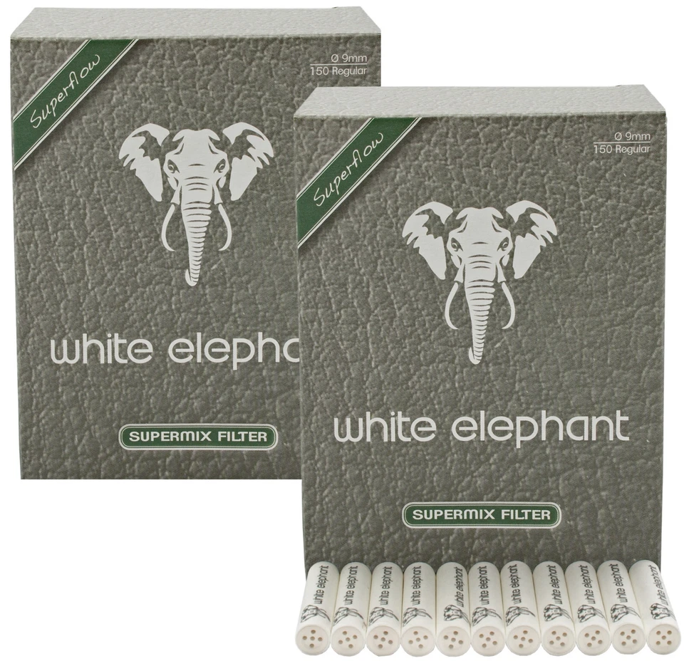 Pfeifenfilter Mix Superflow WHITE ELEPHANT 9mm Filter Set 300 Stück 2x150 - Bild 1 von 1