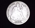 1891 assis Liberty argent Dime V-4 repris beau détail # SD132