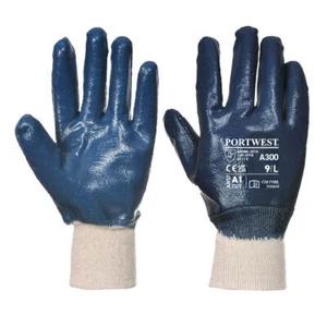 12 Paar Portwest A300 Nitril Strick Handgelenkhandschuhe komplett beschichtet - alle Größen - Bild 1 von 3
