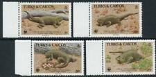 Turks & Caicos Islands 1986 WWF Ground Iguana (710-713) Sheet Margin Singles MNH
