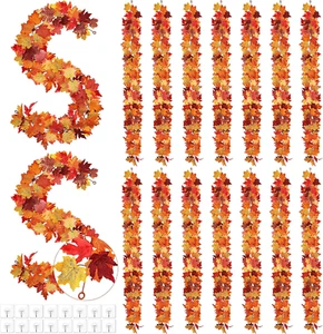 16 Pieces Fall Leaves Maple Garland 5.8Ft/Pc Fall Decor Artificial Foliage Garla - Picture 1 of 7
