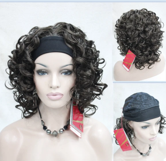 Women Wig Spiral Curls Fluffy 3/4 Half Full Wig Headband Ladies Natural Hair Wig - Image 1 of 4