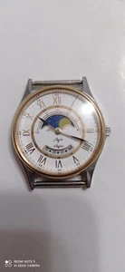 Watch Luch Real Moon Phase Calendar watch vintage quartz. For Parts or repair. - Picture 1 of 18