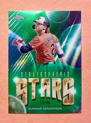 2024 TOPPS CHROME UPDATE GUNNAR HENDERSON STRATOSPHERIC ⭐️ GREEN/99 (1:1,980)🔥 - Image 1 of 4