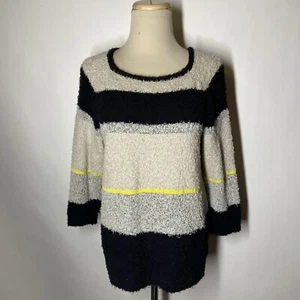 Laurel by Escada US Size 8 Medium Cotton Knit Colorblock Stripe Pullover Sweater - Picture 1 of 10