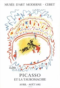 PABLO PICASSO Tauromachie 35" x 23.5" Lithograph 1982 Cubism Multicolor, White, - Picture 1 of 1