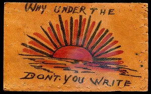 Humor Leder Postkarte 1900er Sonnenuntergang - Bild 1 von 2