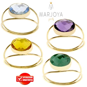 Anello in oro 18 kt con quarzo citrino,viola,azzurro e verde - Foto 1 di 17