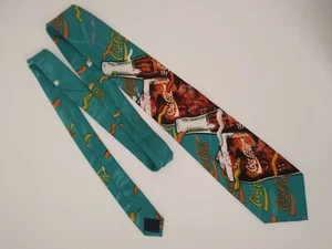 Vintage Coca Cola Silk Tie Mens Necktie Blue Green Red Coke Bottles 80s 90s EUC - Picture 1 of 5