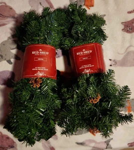 Red Shed 6' Pre-Lit Austin Artificial Christmas Garland Battery Operated Lot/2! - Picture 1 of 5