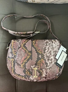 NWT Elegant Nine West Faux Snakeskin Crossbody Handbag Purple - Picture 1 of 5
