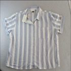Universal Thread Shirt Women's Large Blue Striped Lightweight Comfort Short Slv