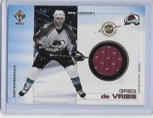 2000-01 Pacific Private Stock GREG DE VRIES game jersey Colorado Avalanche - Picture 1 of 1
