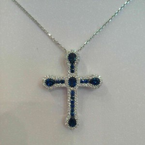 Gemstone Cross Sapphire Fine Necklaces 
