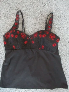 WONDERMAID Size L (12-14) Black with Red Lace Cami - Picture 1 of 1