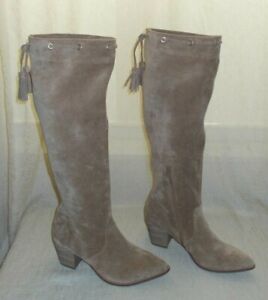 WOMEN'S SOLE SOCIETY ARESA TAN SUEDE KNEE HIGH BOOTS STACKED HEEL 7 1/2 (B4)
