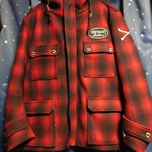 Vanson Red Check Jacket Parka Size XL - Picture 1 of 8