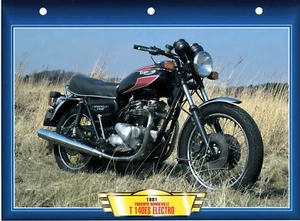CARTE FICHE TECHNIQUE MOTO  /  TRIUMPH BONNEVILLE . T 140ES ELECTRO. 1981 .NEUVE - Picture 1 of 1