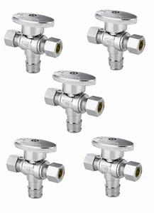 EFIELD 5PCS 1/4 Turn Dual Outlet Valve 1/2" Pex-A Expansionx 3/8" x3/8" Compre - Picture 1 of 7