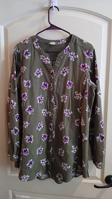 Camisa túnica Duluth Trading feminina grande Duluthflex Sidewinder ventilada floral - Imagem 1 de 4