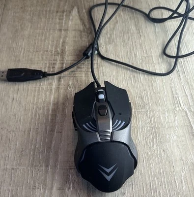 LED Gaming Mouse Model MU21007 USB Wired Black/Gray TESTED - Image 1 of 2