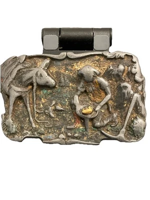 SISKIYOU B-10 ARROYO GRANDE STRIKING IT RICH GOLD PANNING HEBILLA DE CINTURÓN 3D VINTAGE Foto 1 de 3