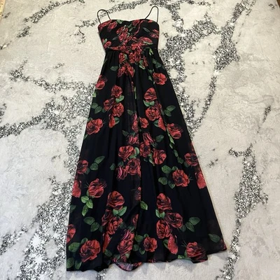 Vestido Erin Fetherston para mujer talla 0 rosa sin tirantes corpiño acanalado motivo rosa Foto 1 de 4