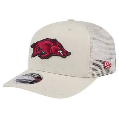 Men's New Era Stone Arkansas Razorbacks Canvas 9SEVENTY Stretch-Snap Adjustable - Image 1 of 4