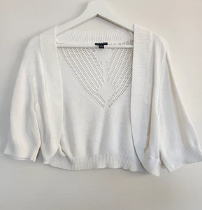 Torrid Damen 2X weiß Häkel vorne offen Cardigan Kurzarm Cropped Pullover - Bild 1 von 5