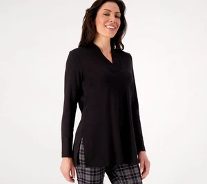 Isaac Mizrahi Live Essentials Pima Wide V-Neck Tunic Sized PETITE SMALL - Picture 1 of 1