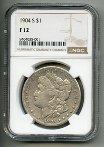 1904 S Morgan Silber Dollar NGC F 12 - Bild 1 von 4