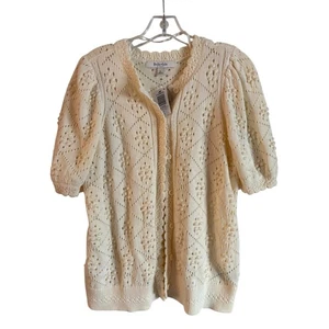Neu mit Etikett Torrid Belle Isle Cardigan mit Jakobsmuschelkante flüsterweiß Größe 12 Large - Bild 1 von 8
