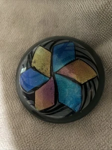 Rare Signed John McDonald Glittering Dichroic Glass Paperweight Ninja Star!! - Picture 1 of 7