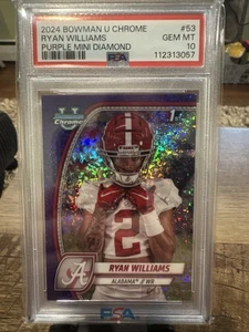 2024 Bowman U Chrome Ryan Williams Purple Mini Diamond /375 PSA 10 - Bild 1 von 3