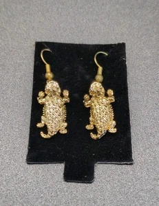 Geile Kröte Schmuck Ohrringe goldfarben skurril TCU gehörnte Frösche Vintage  - Bild 1 von 6