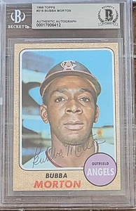 BUBBA MORTON FIRMADO 1968 TOPPS #216 ÁNGELES DEC BAS RARO - Imagen 1 de 2