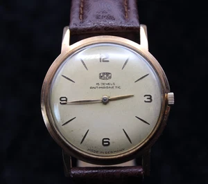 Vintage Herren Armbanduhr Mechanisch UMF Ruhla 15 Steine Antimagnetic vergoldet - Bild 1 von 12