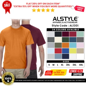 American Apparel Plain Short Sleeves Heavyweight Casual Blank T-Shirt - AL1301 - Picture 1 of 29
