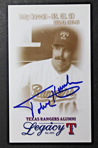 Toby Harrah Autographed Texas Rangers 3x5 Promo Photo Alumni Signed Card